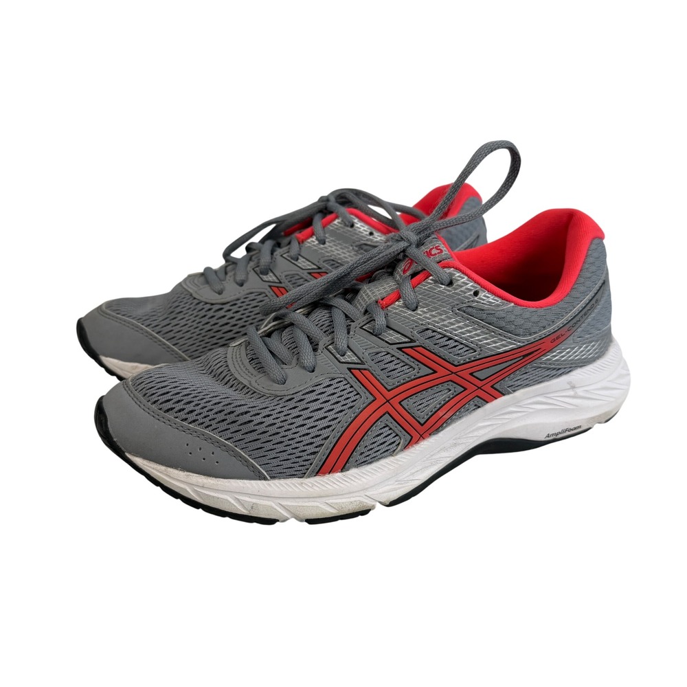 ASICS Gel Contend 6 Wide Running Shoes‎ Gray Red Womens 8 Athletic Sneakers
